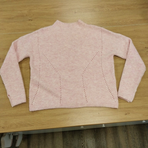 $98 NEW Jamison Bailey Pointelle Sweater Pullover Mock Neck Pink Yellow Small - Picture 6 of 10
